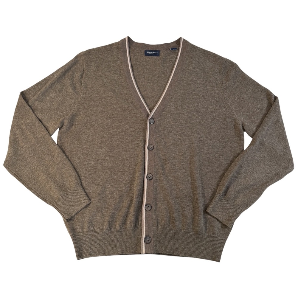 Linea Rosso Signature Patrick Assaraf Mens Brown Merino Wool Cardigan Sweater M